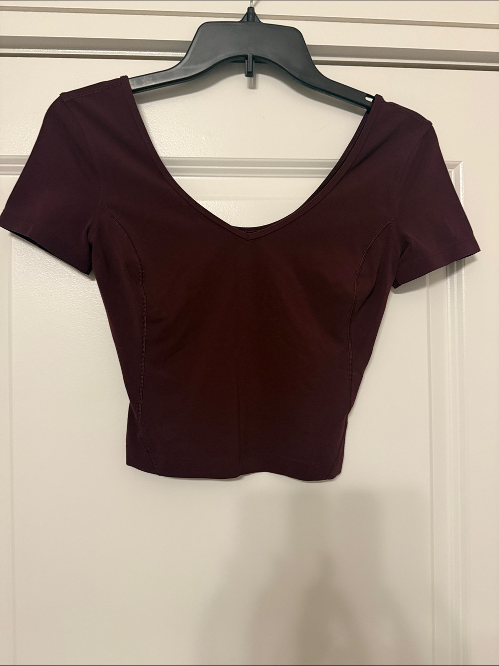 lululemon athletica Short Sleeve V-Neck Crop Top - Burgundy
